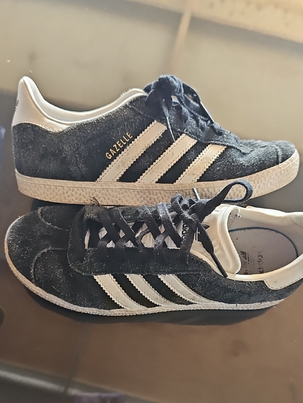 Adidas Gazelle Black Suede Sneakers with White Stripes
